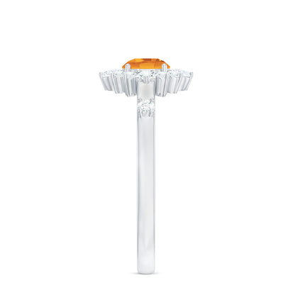 Classic Citrine Engagement Ring with Diamond Halo