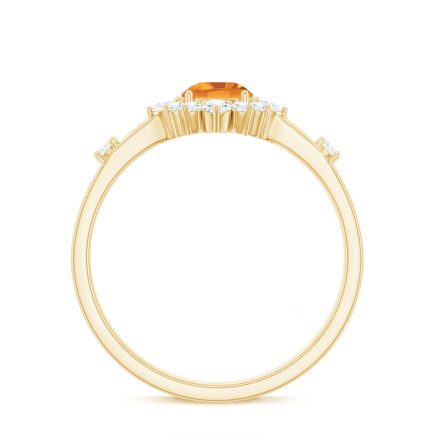Classic Citrine Engagement Ring with Diamond Halo
