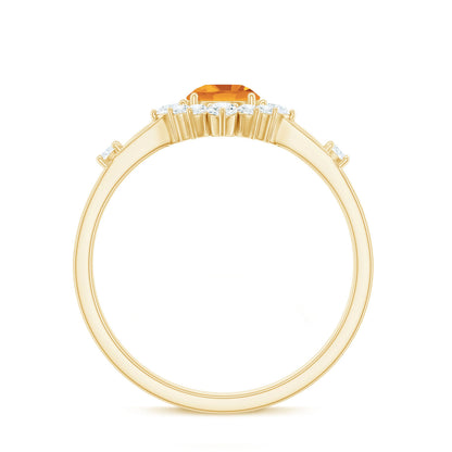 Classic Citrine Engagement Ring with Diamond Halo