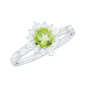 Real Half Carat Peridot Engagement Ring with Diamond Halo