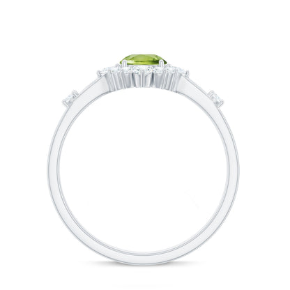 Real Half Carat Peridot Engagement Ring with Diamond Halo