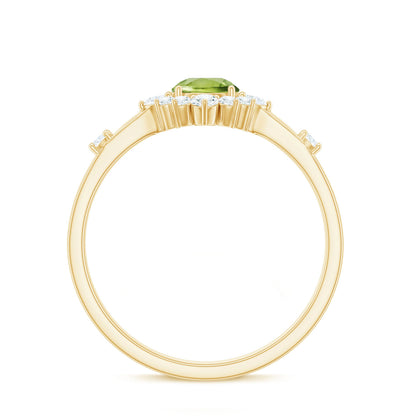 Real Half Carat Peridot Engagement Ring with Diamond Halo