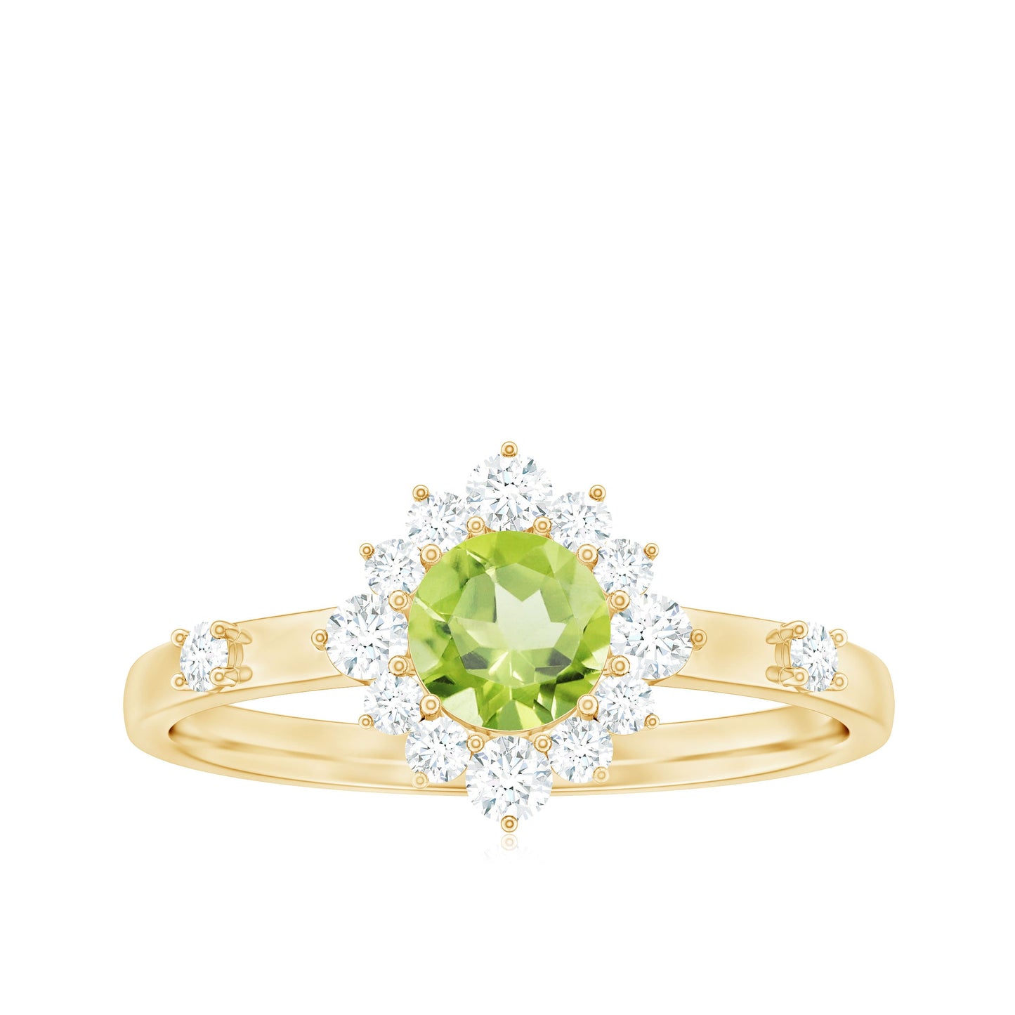 Real Half Carat Peridot Engagement Ring with Diamond Halo