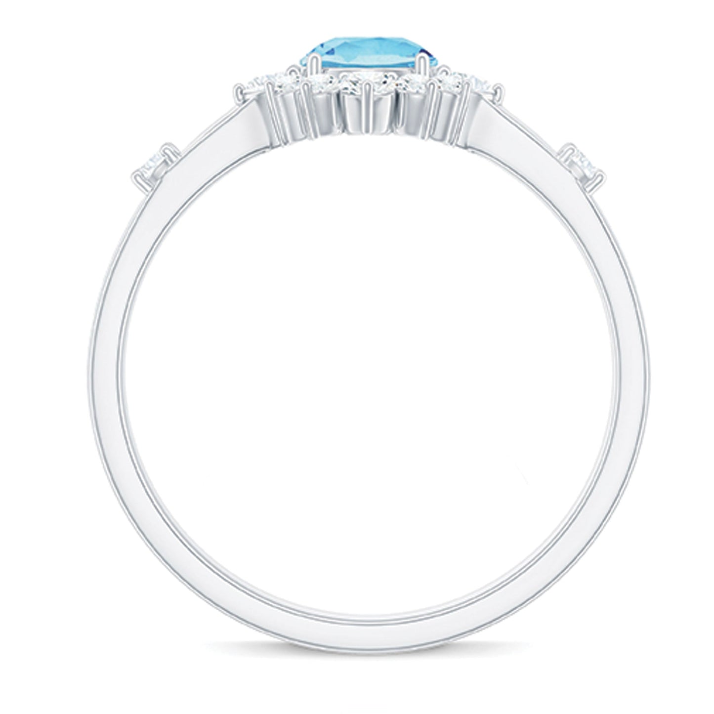Genuine 0.8 Carat Aquamarine and Diamond Halo Engagement Ring