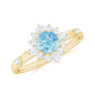 Genuine 0.8 Carat Aquamarine and Diamond Halo Engagement Ring