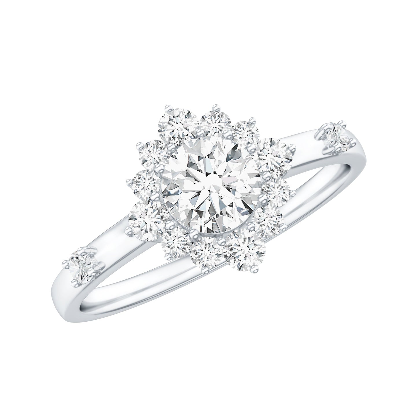 Round Moissanite Engagement Ring with Halo