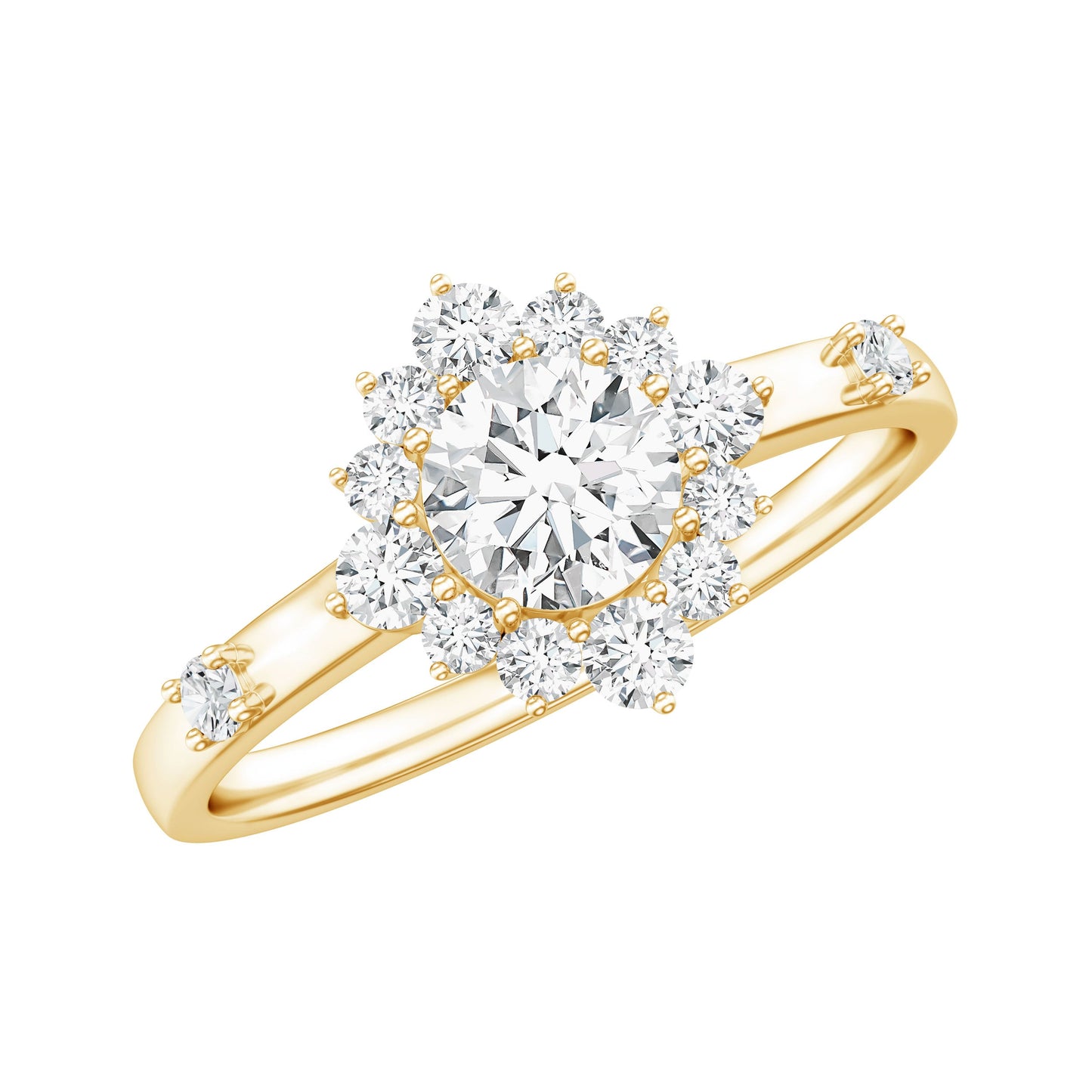 Round Moissanite Engagement Ring with Halo