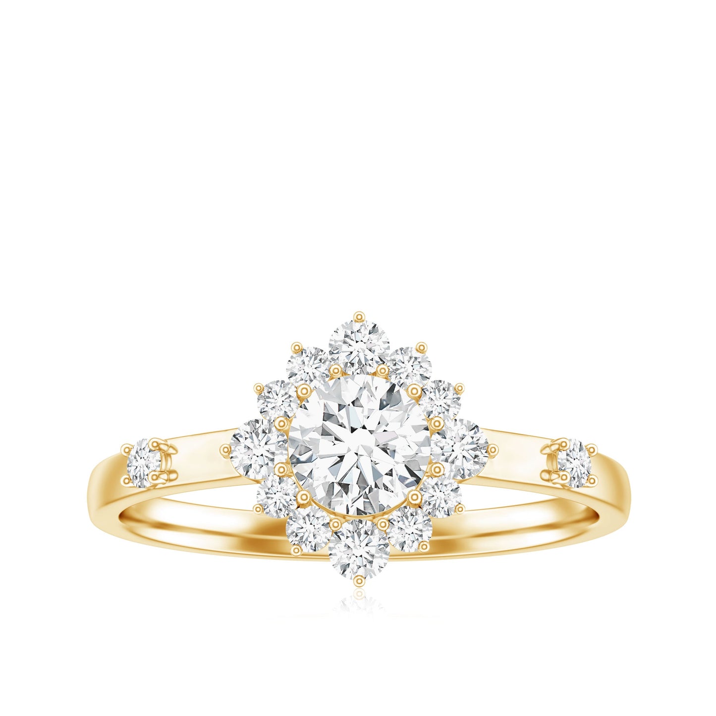 Round Moissanite Engagement Ring with Halo