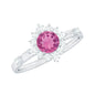 Round Pink Tourmaline Classic Halo Engagement Ring with Diamond