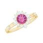 Round Pink Tourmaline Classic Halo Engagement Ring with Diamond