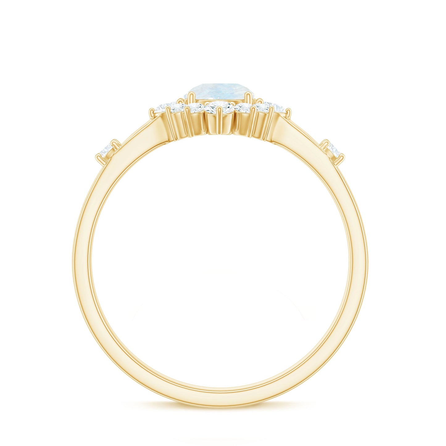 0.3 Carat Round Moonstone and Diamond Halo Engagement Ring