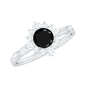 Certified Genuine 0.4 Carat Black Onyx Halo Ring with Diamond