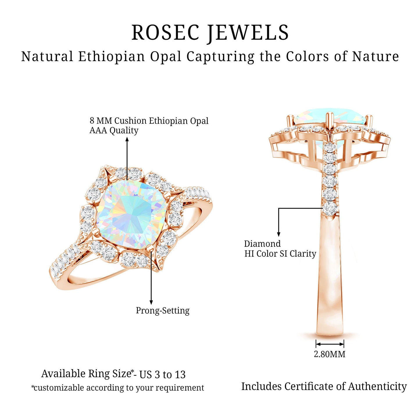 Certified 1.8 Carat Opalescent Vintage Inspired Engagement Ring with Diamond Halo