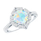 Certified 1.8 Carat Opalescent Vintage Inspired Engagement Ring with Diamond Halo