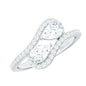 Pear Cut Moissanite 2 Stone Engagement Ring with Bypass Shank