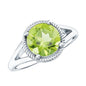 Natural 2 Carat Peridot Solitaire Engagement Ring with Split Shank
