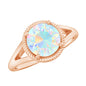Certified Real 2 Carat Round Ethiopian Opal Split Shank Engagement Ring with Twisted Rope