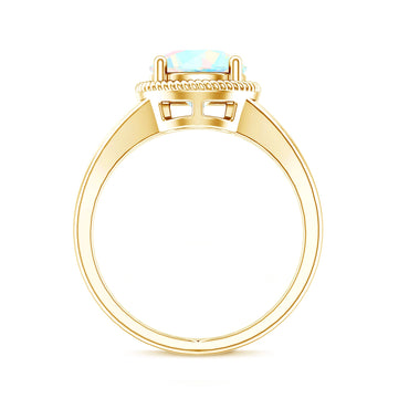 Certified Real 2 Carat Round Ethiopian Opal Split Shank Engagement Ring with Twisted Rope