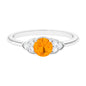 0.7 Carat Fire Opal Engagement Ring with Diamond Trio