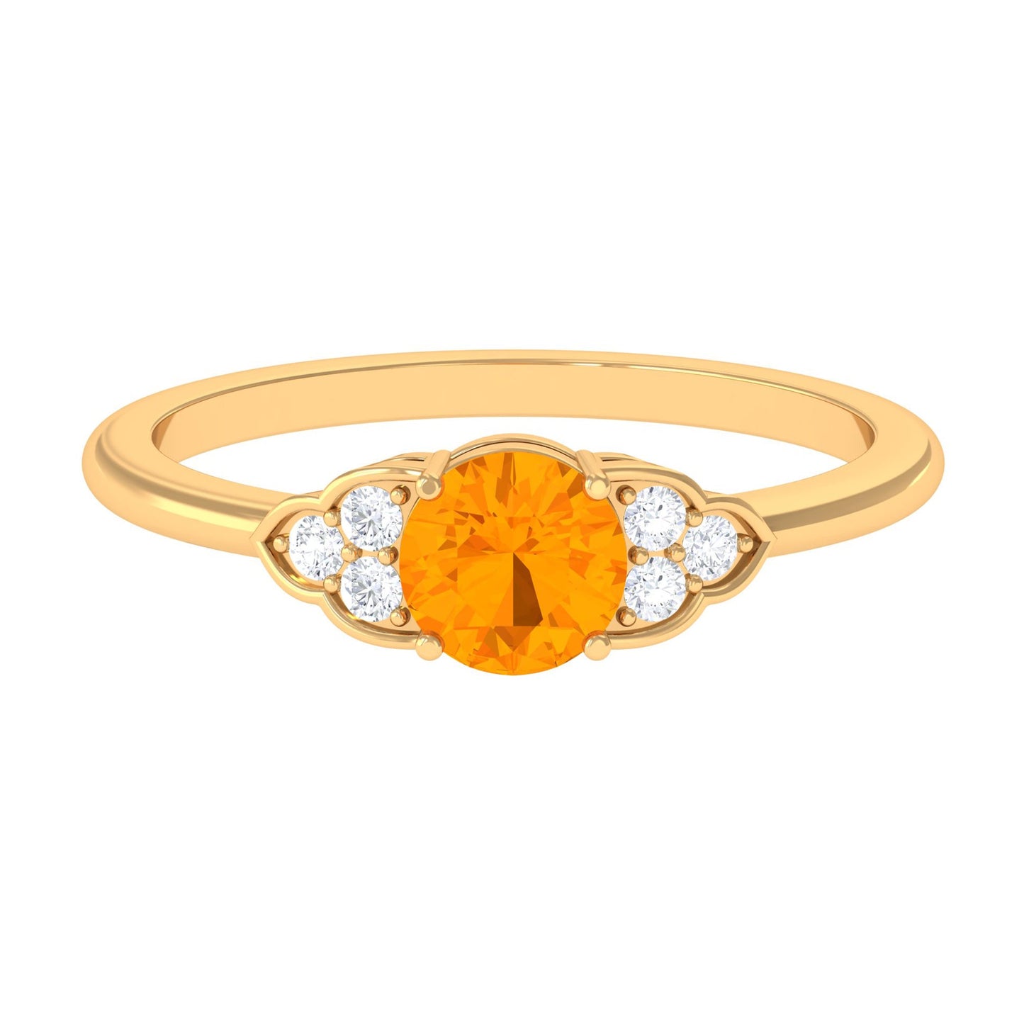 0.7 Carat Fire Opal Engagement Ring with Diamond Trio