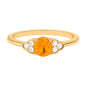 0.7 Carat Fire Opal Engagement Ring with Diamond Trio