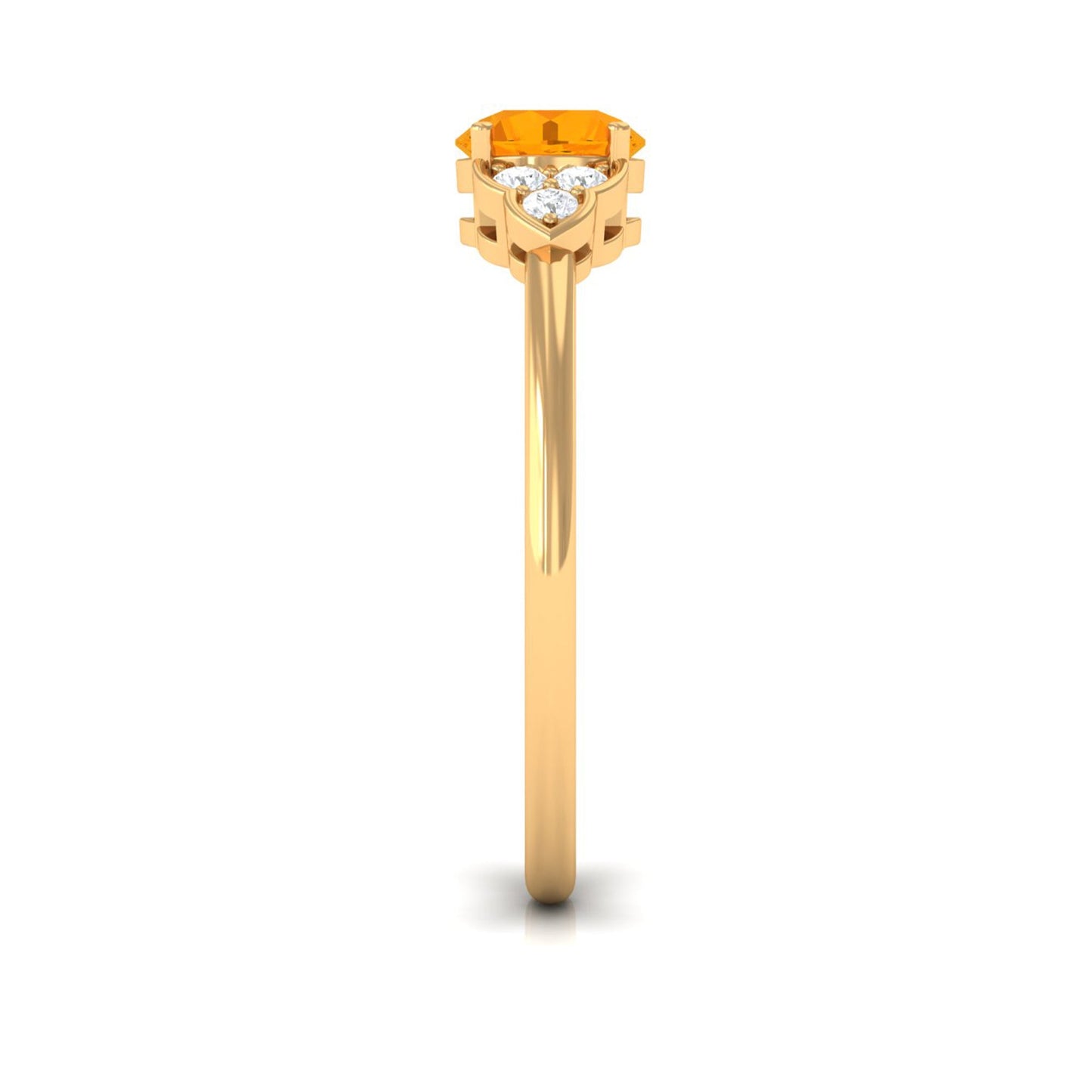 0.7 Carat Fire Opal Engagement Ring with Diamond Trio