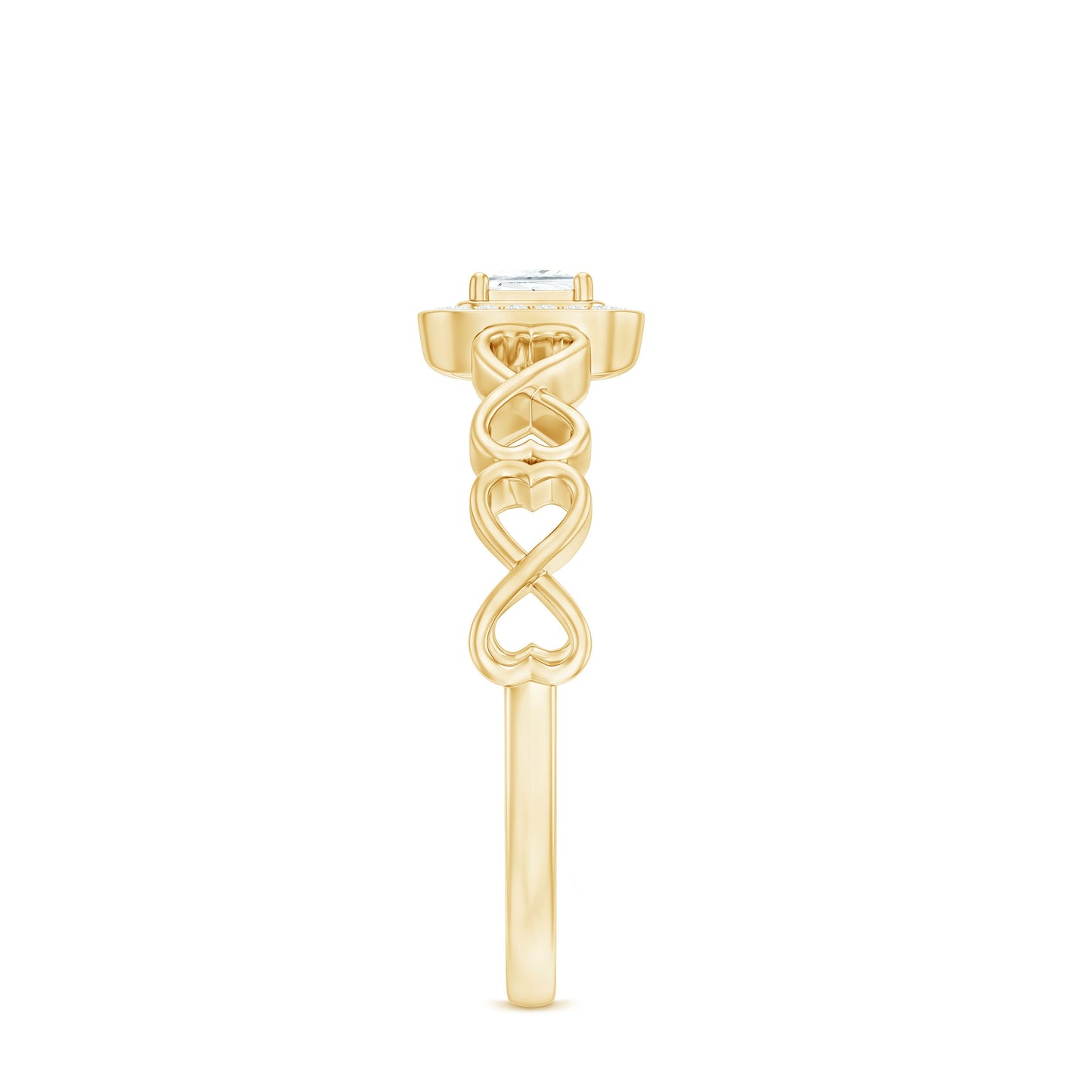 Certified Princess Cut Moissanite Infinity Engagement Ring