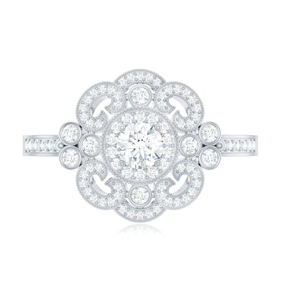 Certified Moissanite Antique Looking Engagement Ring for Women