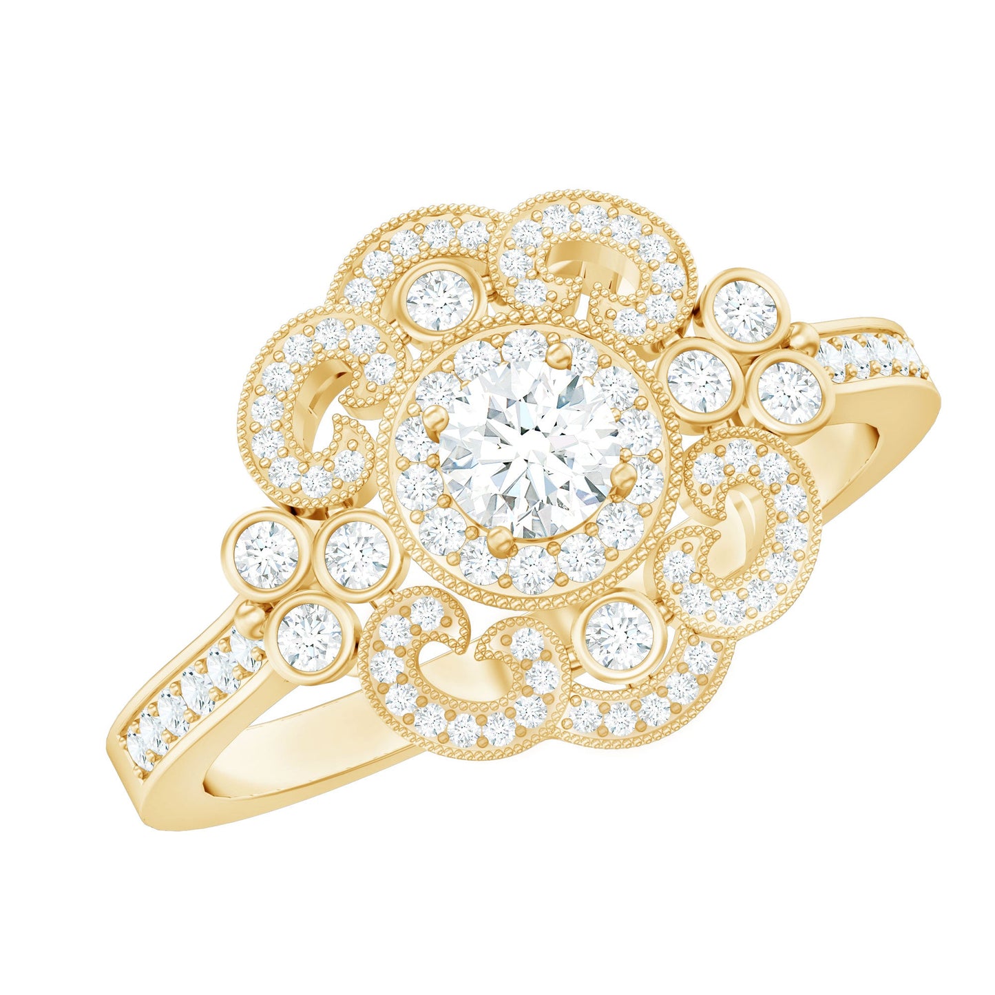 Certified Moissanite Antique Looking Engagement Ring for Women