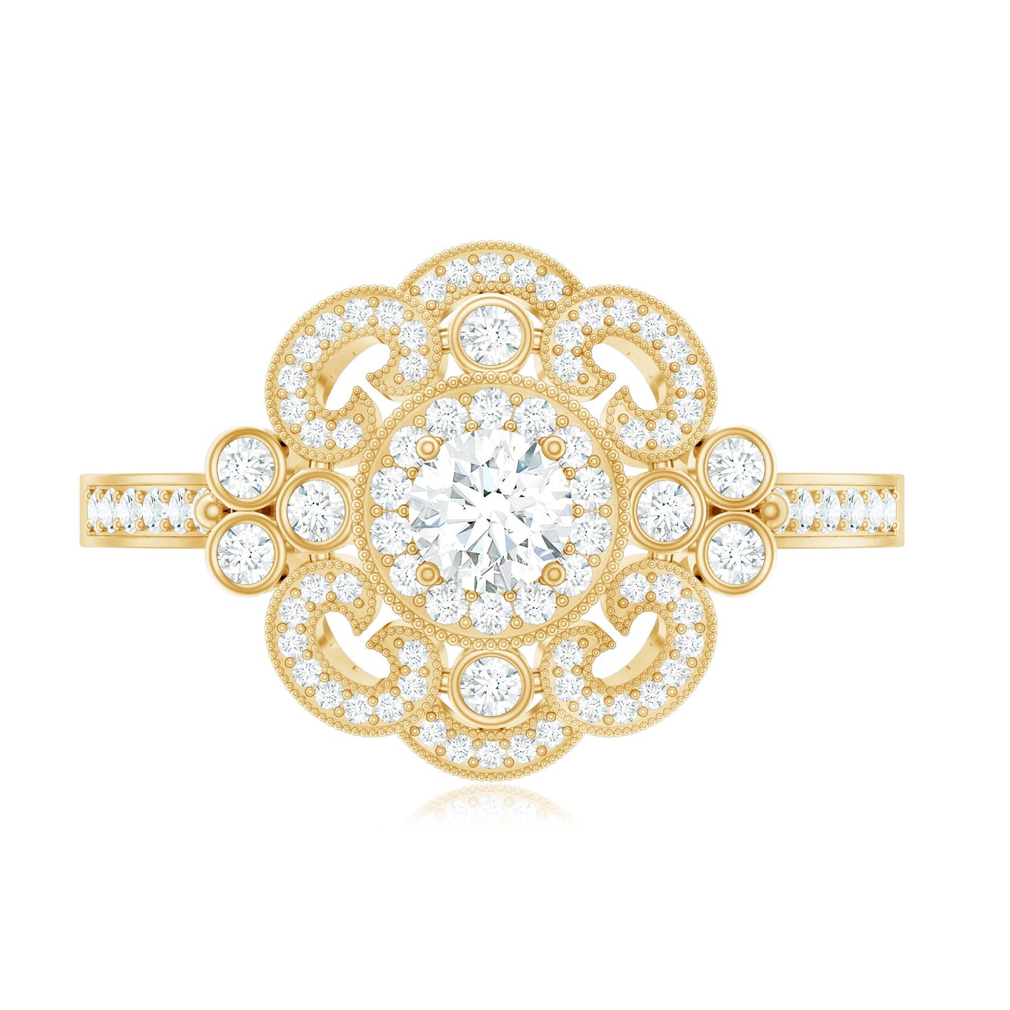 Certified Moissanite Antique Looking Engagement Ring for Women