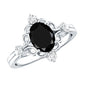 Vintage Style 1.9 Carat Lab Grown Black Diamond Oval Engagement Ring with White Diamond