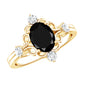 Vintage Style 1.9 Carat Lab Grown Black Diamond Oval Engagement Ring with White Diamond