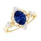 1.5 Carat Oval Cut Lab Grown Blue Sapphire Vintage Engagement Ring with Diamond