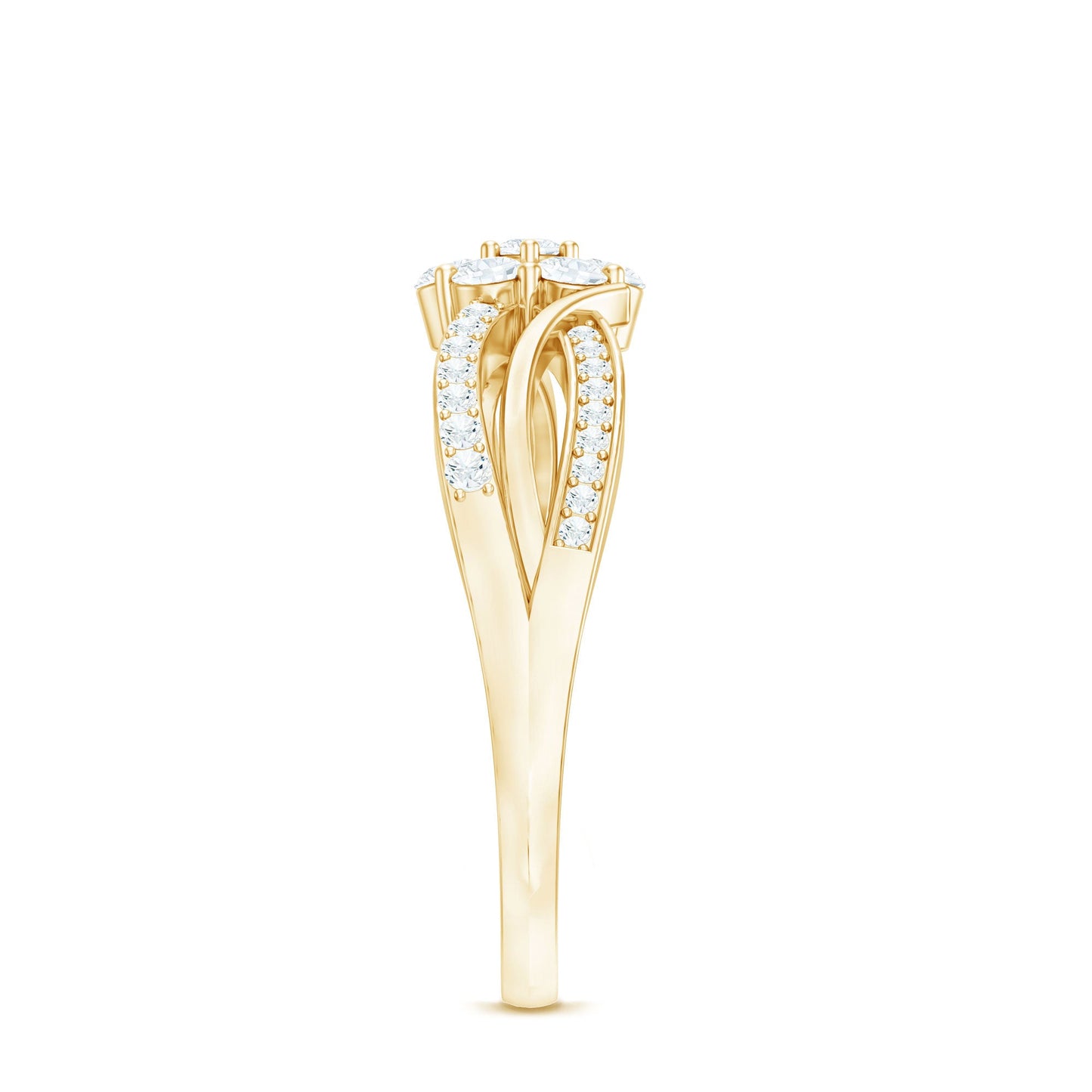 Certified Moissanite Flower Engagement Ring in Infinity Shank