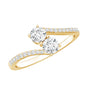 Certified Moissanite 2 Stone Promise Ring in Bypass Shank