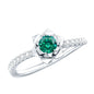 Certified Lab Grown Emerald Diamond Flower Engagement Ring