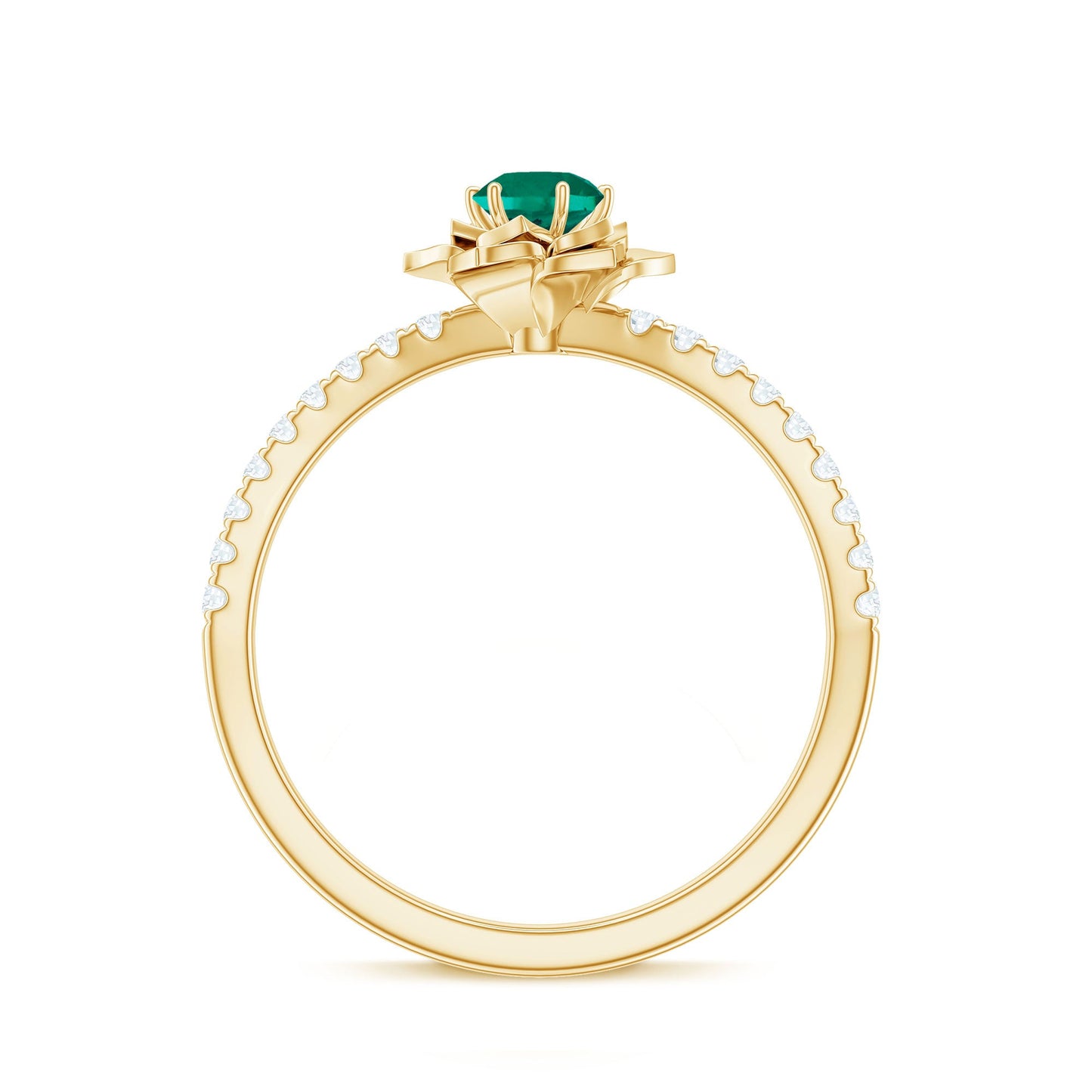 Certified Lab Grown Emerald Diamond Flower Engagement Ring