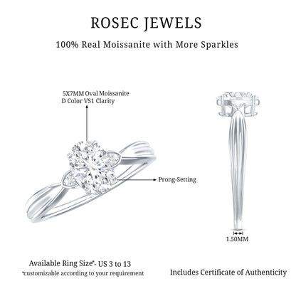 Oval Moissanite Solitaire Engagement Ring with Certificate