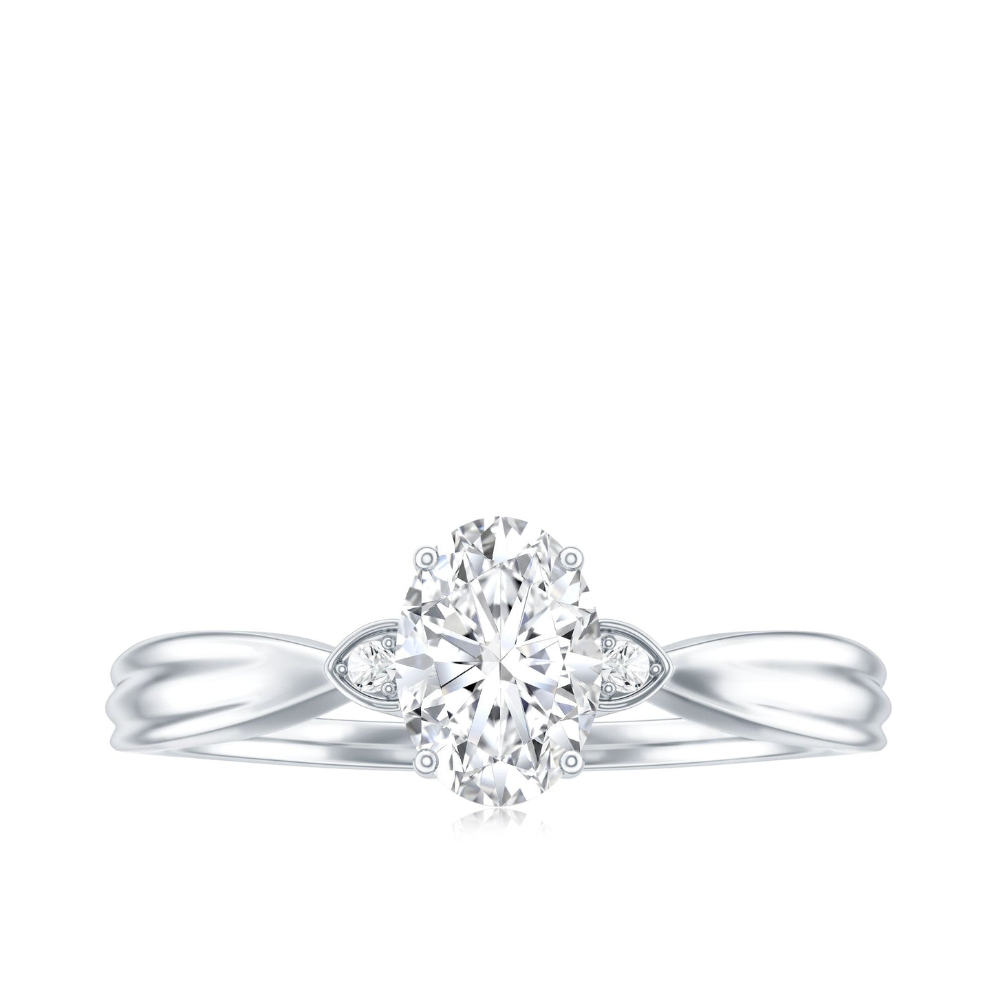Oval Moissanite Solitaire Engagement Ring with Certificate