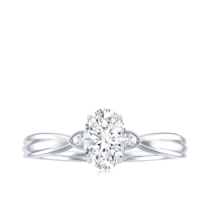 Oval Moissanite Solitaire Engagement Ring with Certificate