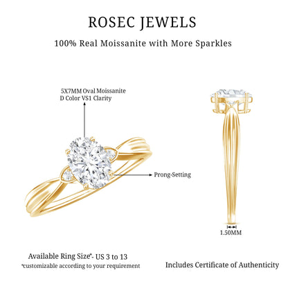 Oval Moissanite Solitaire Engagement Ring with Certificate