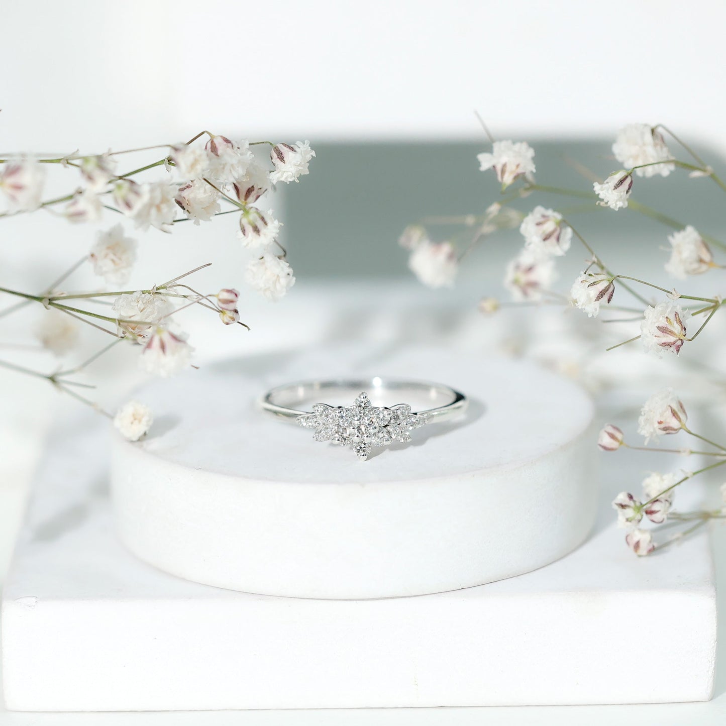 Certified Moissanite Flower Cluster Ring for Women