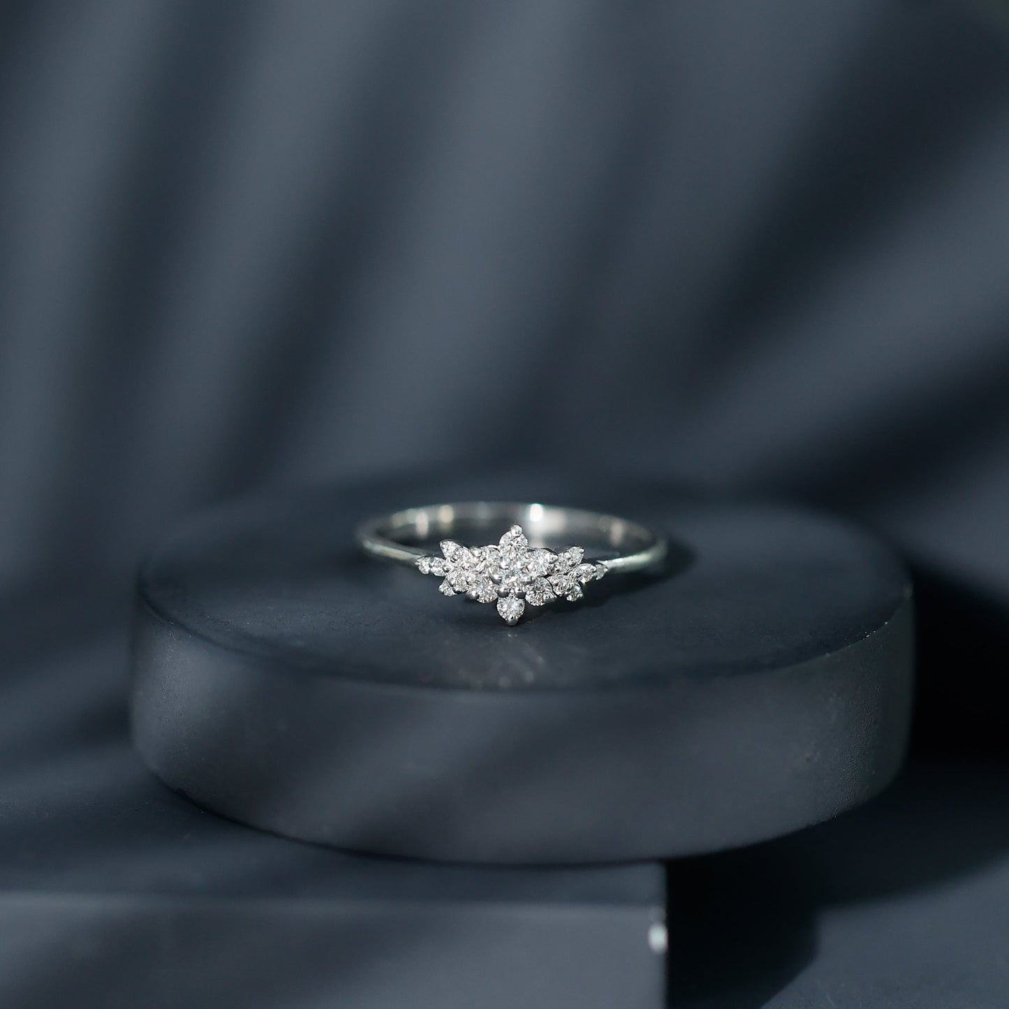 Certified Moissanite Flower Cluster Ring for Women