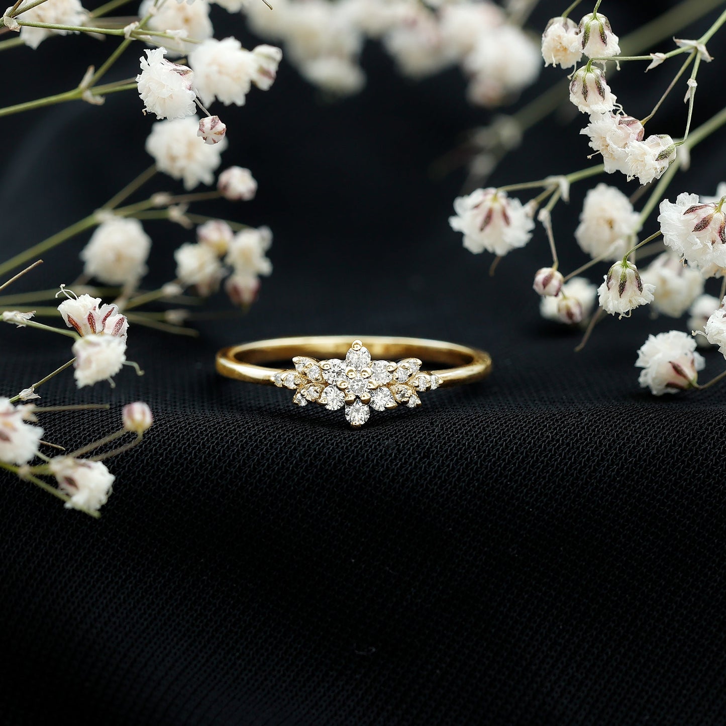 Certified Moissanite Flower Cluster Ring for Women