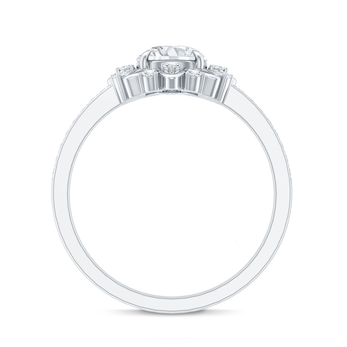 Round Certified Moissanite Flower Engagement Ring
