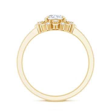 Round Certified Moissanite Flower Engagement Ring