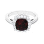 Real 3.2 Carat Garnet Cushion Cut Engagement Ring with Diamond Halo