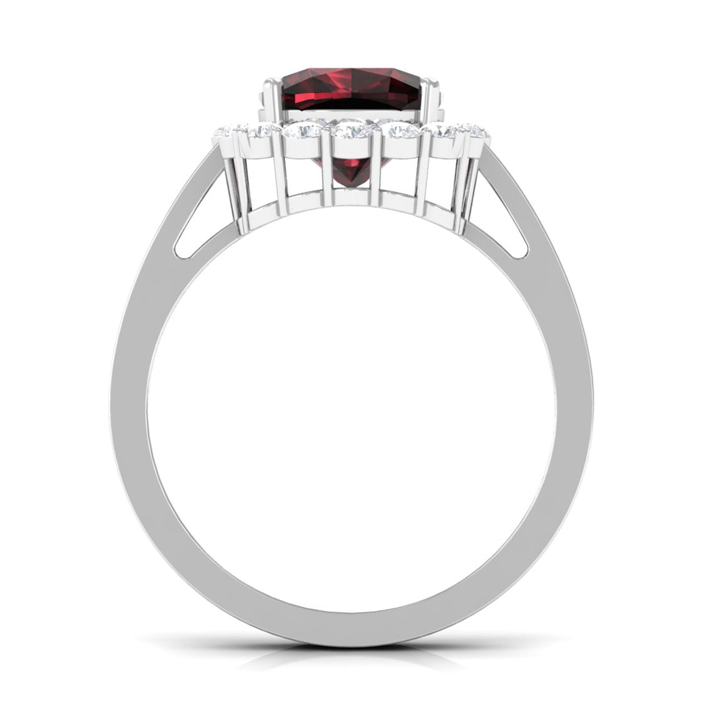 Real 3.2 Carat Garnet Cushion Cut Engagement Ring with Diamond Halo