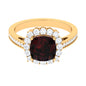 Real 3.2 Carat Garnet Cushion Cut Engagement Ring with Diamond Halo