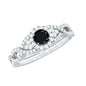 Certified 0.84 Carat Lab Grown Black Diamond Engagement Ring with White Diamond